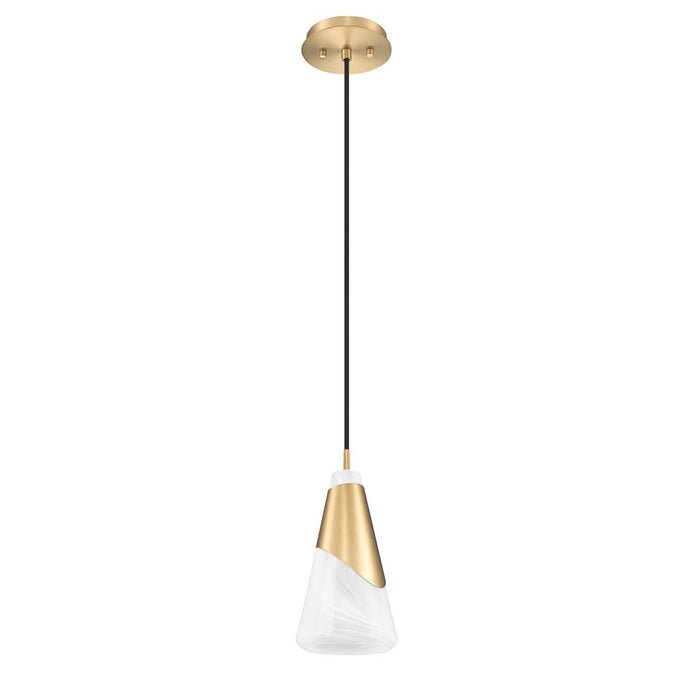 Z-Lite Aimie 1 Light 6" Pendant, Modern Gold/White Swirl