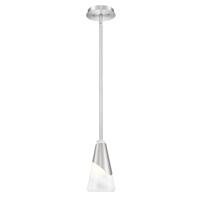 Z-Lite Aimie 1 Light 6" Pendant/Rod, Brushed Nickel/White Swirl - 828P6-ROD-BN