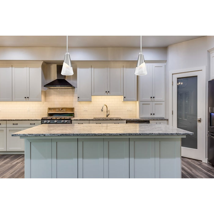 Z-Lite Aimie 1 Light 6" Pendant/Rod, Brushed Nickel/White Swirl