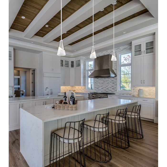 Z-Lite Aimie 1 Light 6" Pendant/Rod, Brushed Nickel/White Swirl