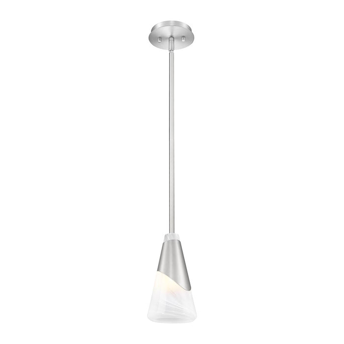 Z-Lite Aimie 1 Light 6" Pendant/Rod, Brushed Nickel/White Swirl