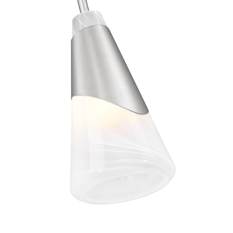 Z-Lite Aimie 1 Light 6" Pendant/Rod, Brushed Nickel/White Swirl