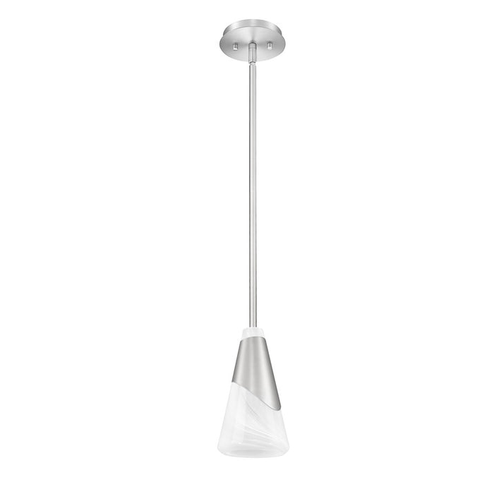 Z-Lite Aimie 1 Light 6" Pendant/Rod, Brushed Nickel/White Swirl