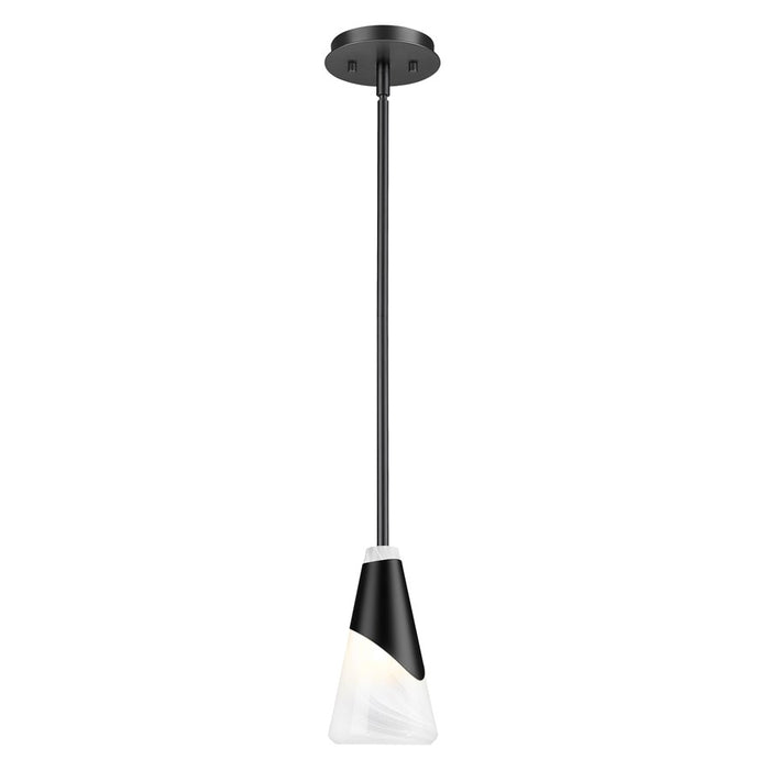 Z-Lite Aimie 1 Light 6" Pendant/Rod, Matte Black/White Swirl - 828P6-ROD-MB
