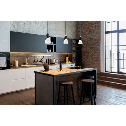 Z-Lite Aimie 1 Light 6" Pendant/Rod, Matte Black/White Swirl