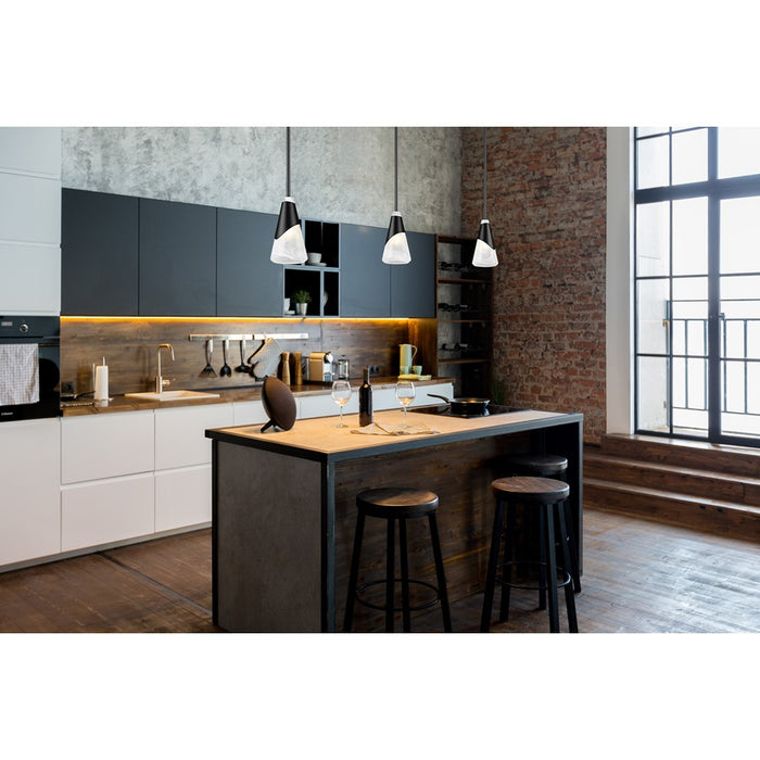 Z-Lite Aimie 1 Light 6" Pendant/Rod, Matte Black/White Swirl