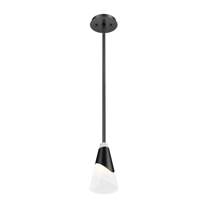 Z-Lite Aimie 1 Light 6" Pendant/Rod, Matte Black/White Swirl