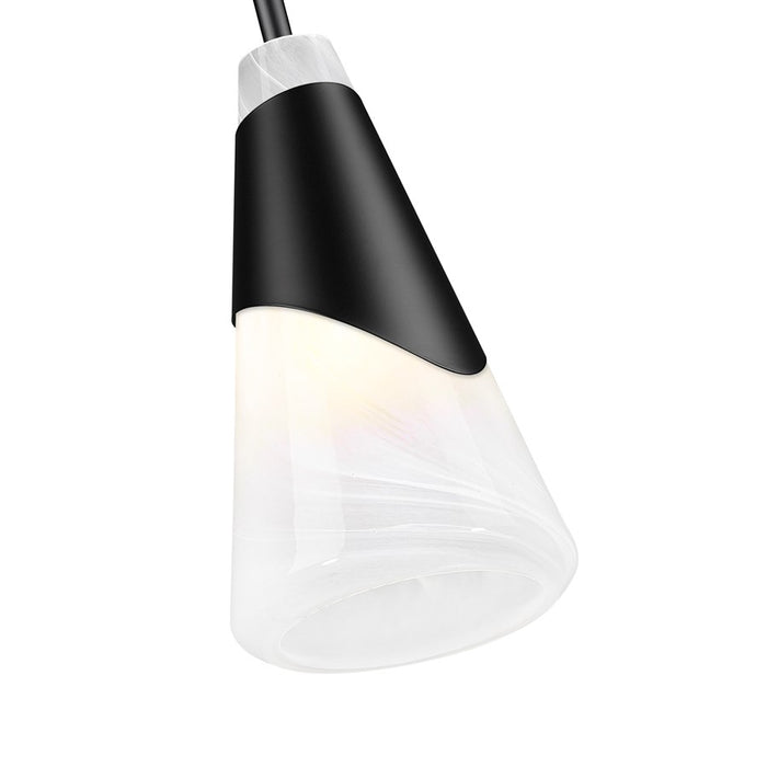 Z-Lite Aimie 1 Light 6" Pendant/Rod, Matte Black/White Swirl