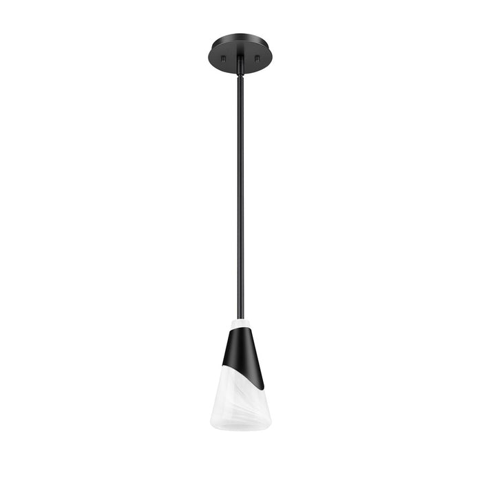 Z-Lite Aimie 1 Light 6" Pendant/Rod, Matte Black/White Swirl