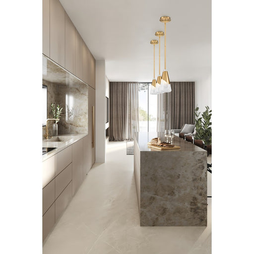 Z-Lite Aimie 1 Light 6" Pendant/Rod, Modern Gold/White Swirl