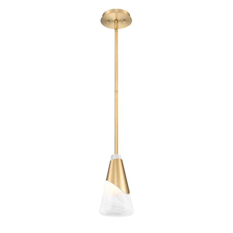Z-Lite Aimie 1 Light 6" Pendant/Rod, Modern Gold/White Swirl