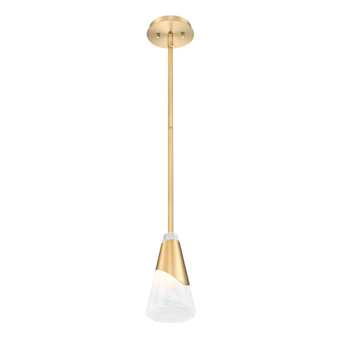 Z-Lite Aimie 1 Light 6" Pendant/Rod, Modern Gold/White Swirl