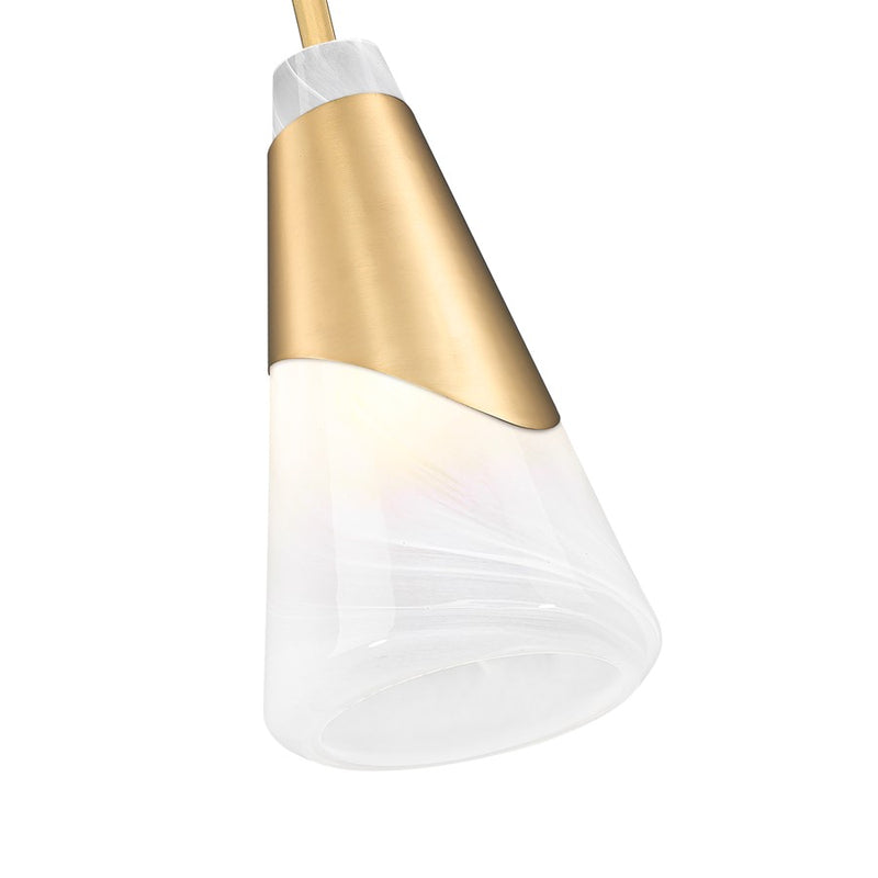 Z-Lite Aimie 1 Light 6" Pendant/Rod, Modern Gold/White Swirl