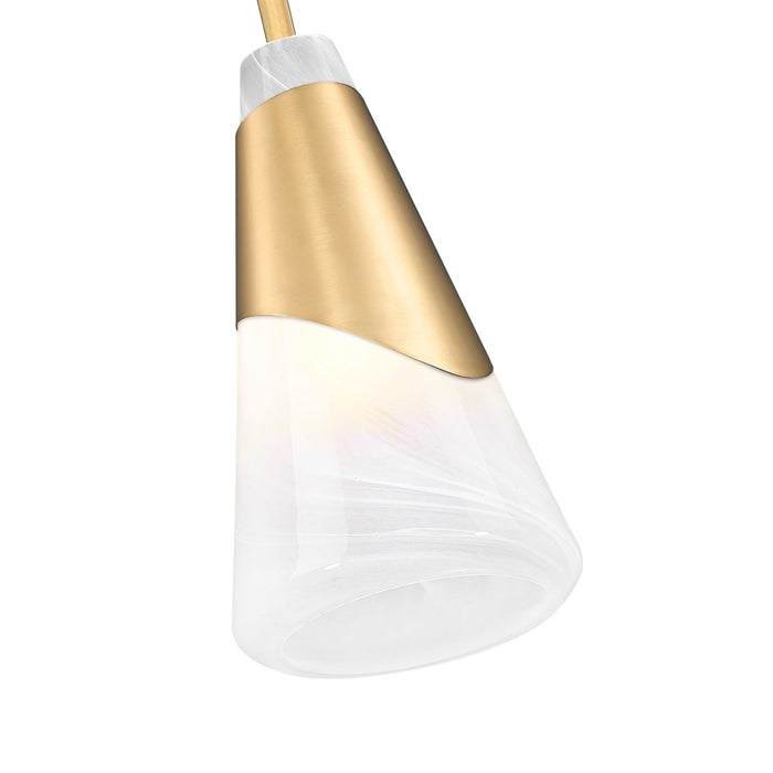 Z-Lite Aimie 1 Light 6" Pendant/Rod, Modern Gold/White Swirl