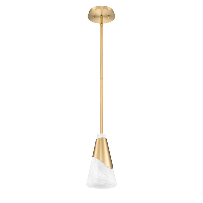 Z-Lite Aimie 1 Light 6" Pendant/Rod, Modern Gold/White Swirl