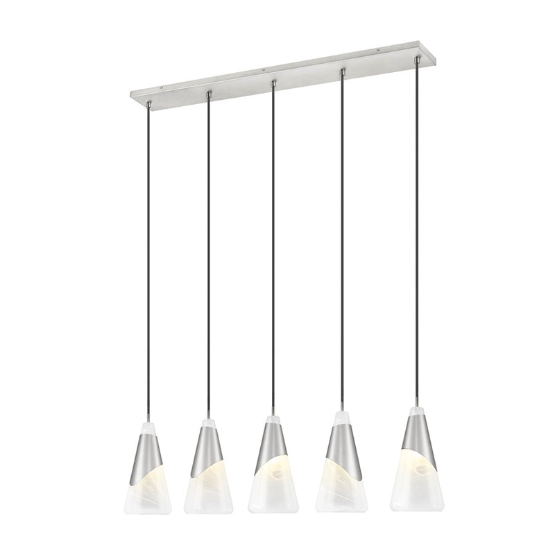 Z-Lite Aimie 5 Light Linear Chandelier, Brushed Nickel/White Swirl - 828P7-5L-BN