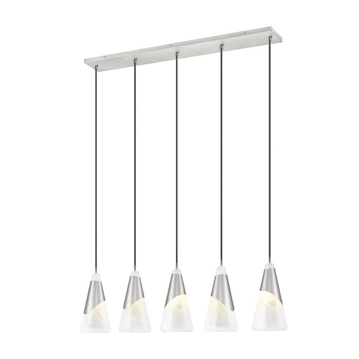Z-Lite Aimie 5 Light Linear Chandelier, Brushed Nickel/White Swirl - 828P7-5L-BN