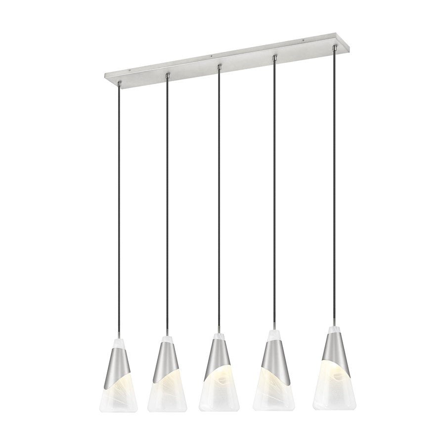 Z-Lite Aimie 5 Light Linear Chandelier, Brushed Nickel/White Swirl - 828P7-5L-BN