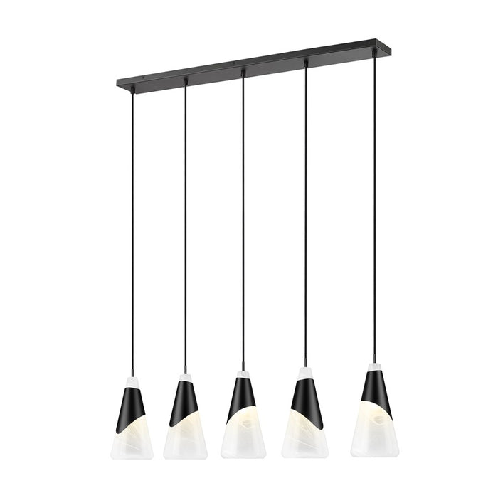 Z-Lite Aimie 5 Light Linear Chandelier, Matte Black/White Swirl - 828P7-5L-MB