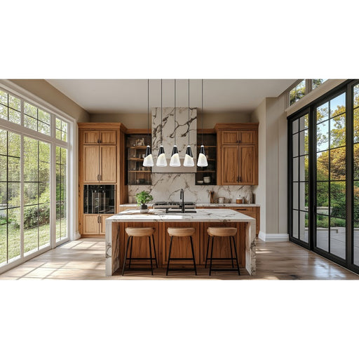 Z-Lite Aimie 5 Light Linear Chandelier, Matte Black/White Swirl