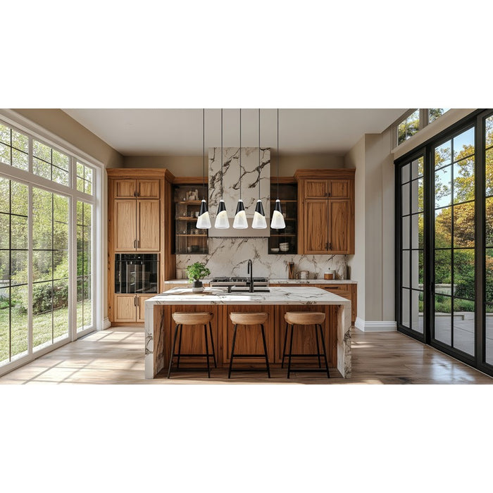 Z-Lite Aimie 5 Light Linear Chandelier, Matte Black/White Swirl