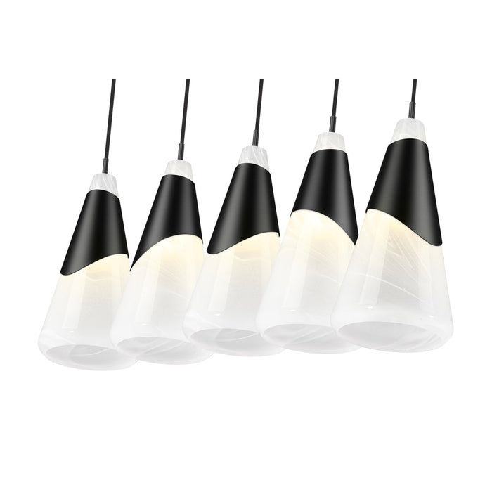 Z-Lite Aimie 5 Light Linear Chandelier, Matte Black/White Swirl