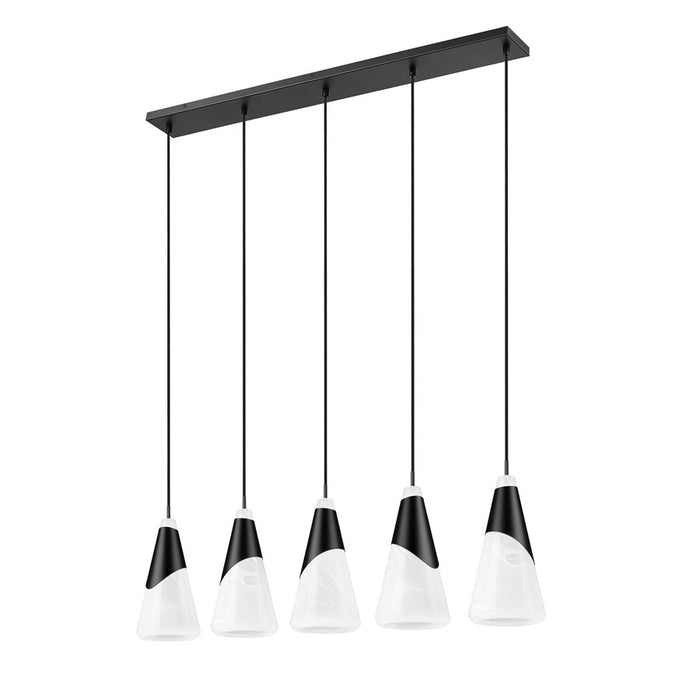 Z-Lite Aimie 5 Light Linear Chandelier, Matte Black/White Swirl