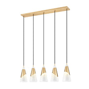 Z-Lite Aimie 5 Light Linear Chandelier, Modern Gold/White Swirl - 828P7-5L-MGLD