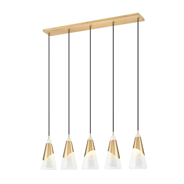 Z-Lite Aimie 5 Light Linear Chandelier, Modern Gold/White Swirl - 828P7-5L-MGLD
