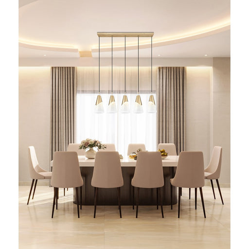 Z-Lite Aimie 5 Light Linear Chandelier, Modern Gold/White Swirl