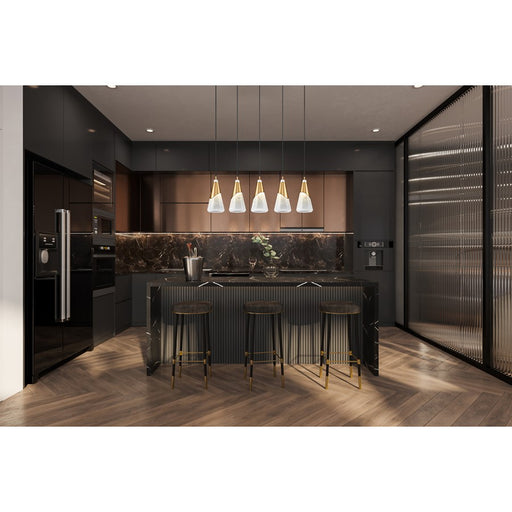 Z-Lite Aimie 5 Light Linear Chandelier, Modern Gold/White Swirl