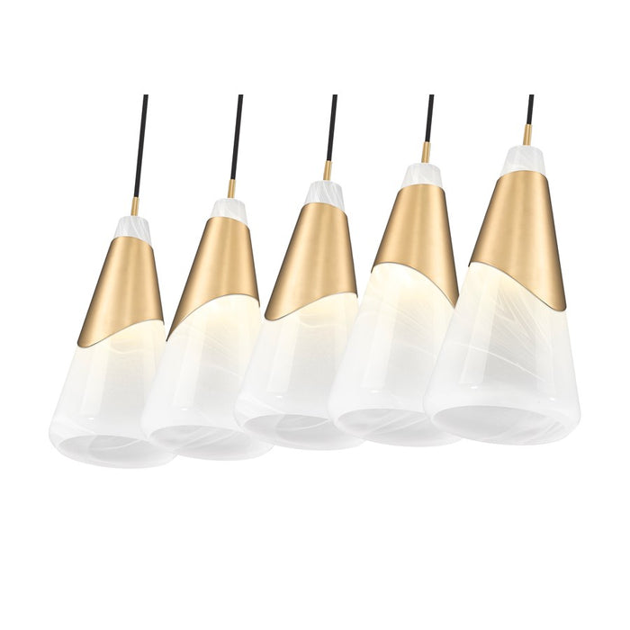 Z-Lite Aimie 5 Light Linear Chandelier, Modern Gold/White Swirl
