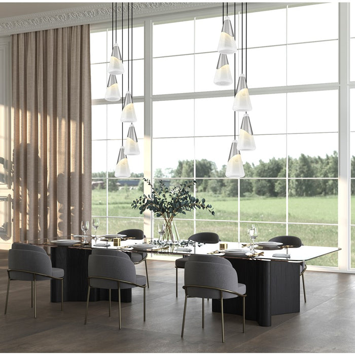 Z-Lite Aimie 5 Light Chandelier, Brushed Nickel/White Swirl