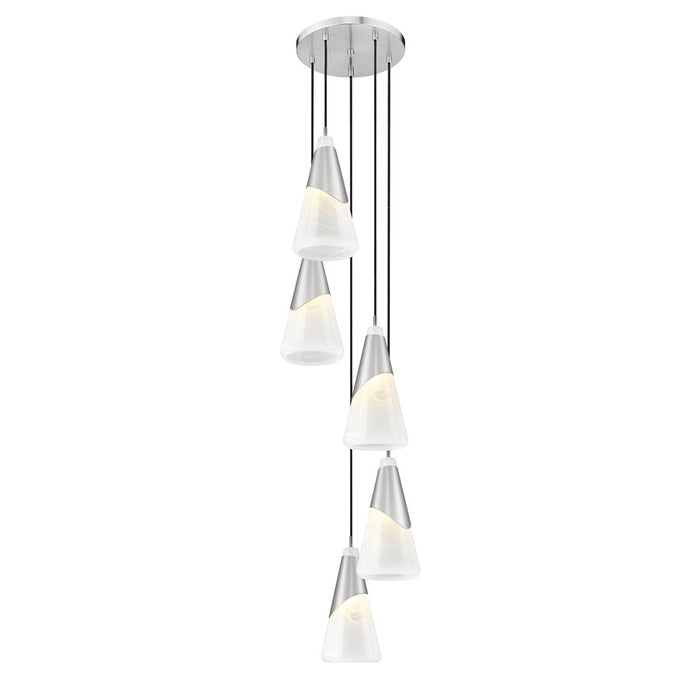 Z-Lite Aimie 5 Light Chandelier, Brushed Nickel/White Swirl