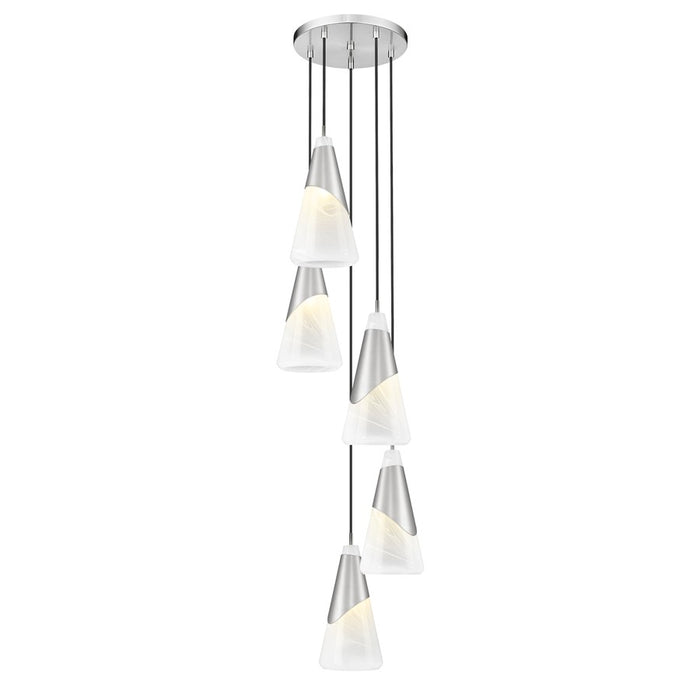 Z-Lite Aimie 5 Light Chandelier, Brushed Nickel/White Swirl