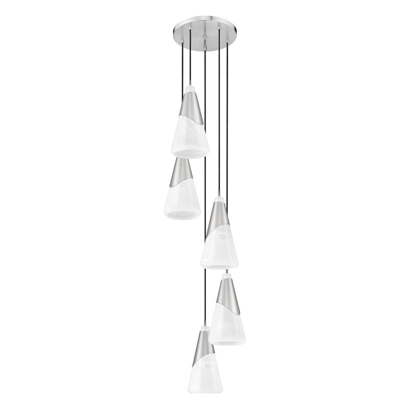 Z-Lite Aimie 5 Light Chandelier, Brushed Nickel/White Swirl
