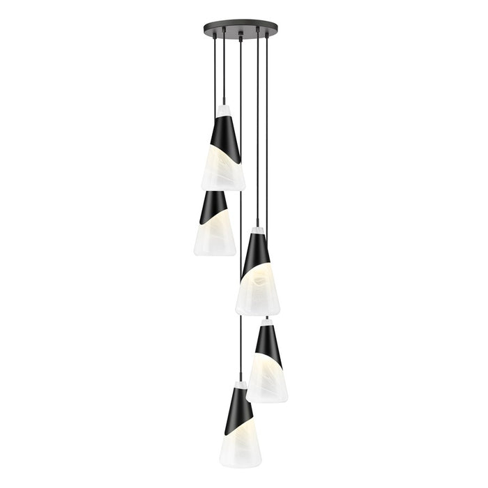 Z-Lite Aimie 5 Light Chandelier, Matte Black/White Swirl - 828P7-5R-MB