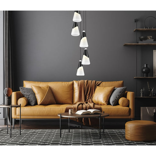 Z-Lite Aimie 5 Light Chandelier, Matte Black/White Swirl