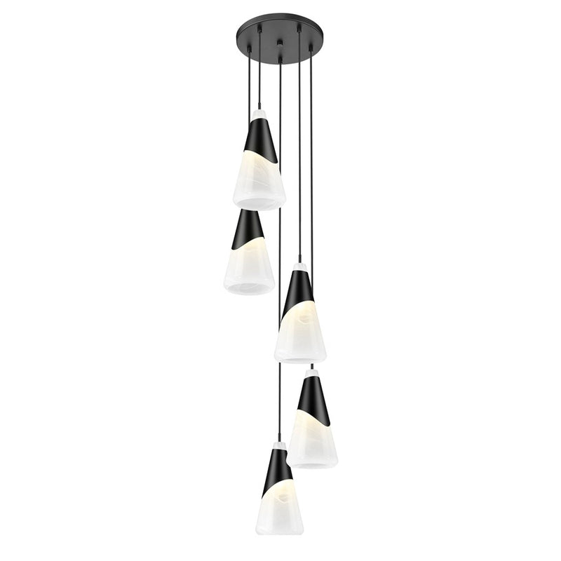 Z-Lite Aimie 5 Light Chandelier, Matte Black/White Swirl