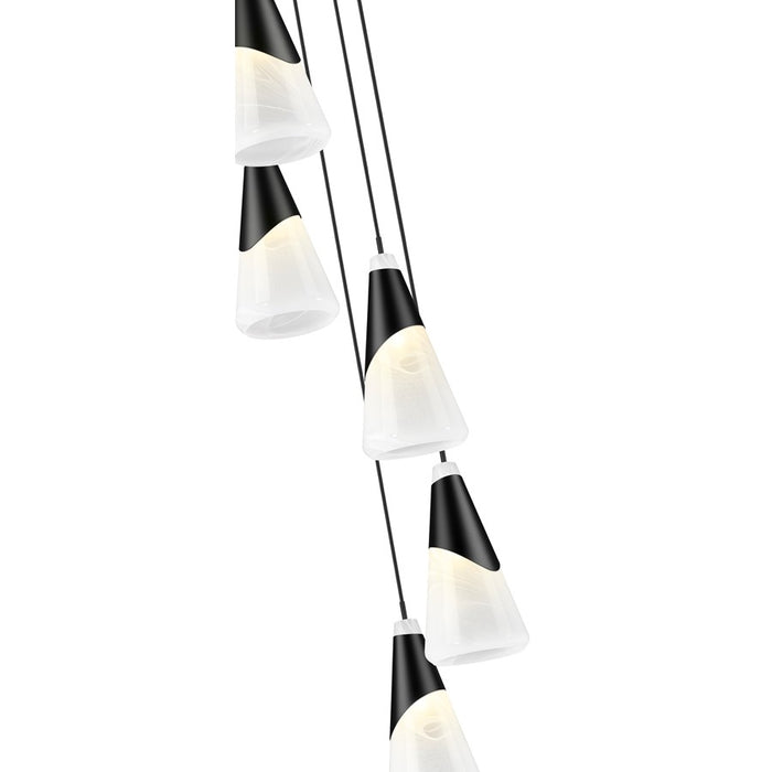 Z-Lite Aimie 5 Light Chandelier, Matte Black/White Swirl