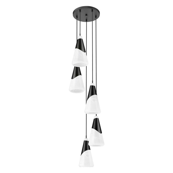 Z-Lite Aimie 5 Light Chandelier, Matte Black/White Swirl
