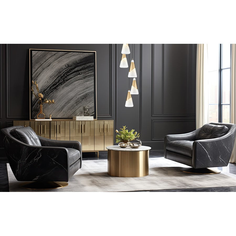 Z-Lite Aimie 5 Light Chandelier, Modern Gold/White Swirl