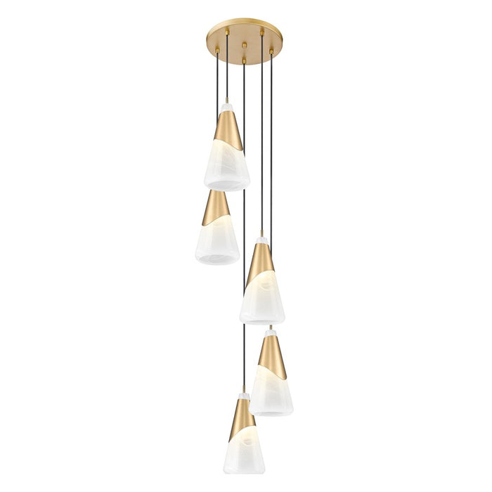 Z-Lite Aimie 5 Light Chandelier, Modern Gold/White Swirl