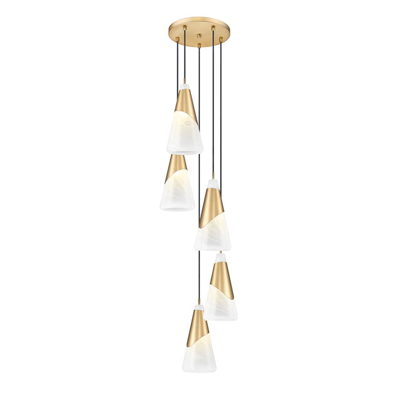 Z-Lite Aimie 5 Light Chandelier, Modern Gold/White Swirl