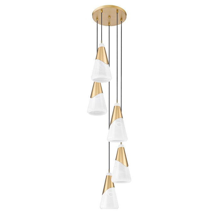 Z-Lite Aimie 5 Light Chandelier, Modern Gold/White Swirl