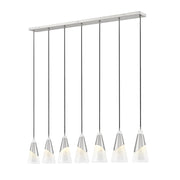 Z-Lite Aimie 7 Light Linear Chandelier, Brushed Nickel/White Swirl - 828P7-7L-BN