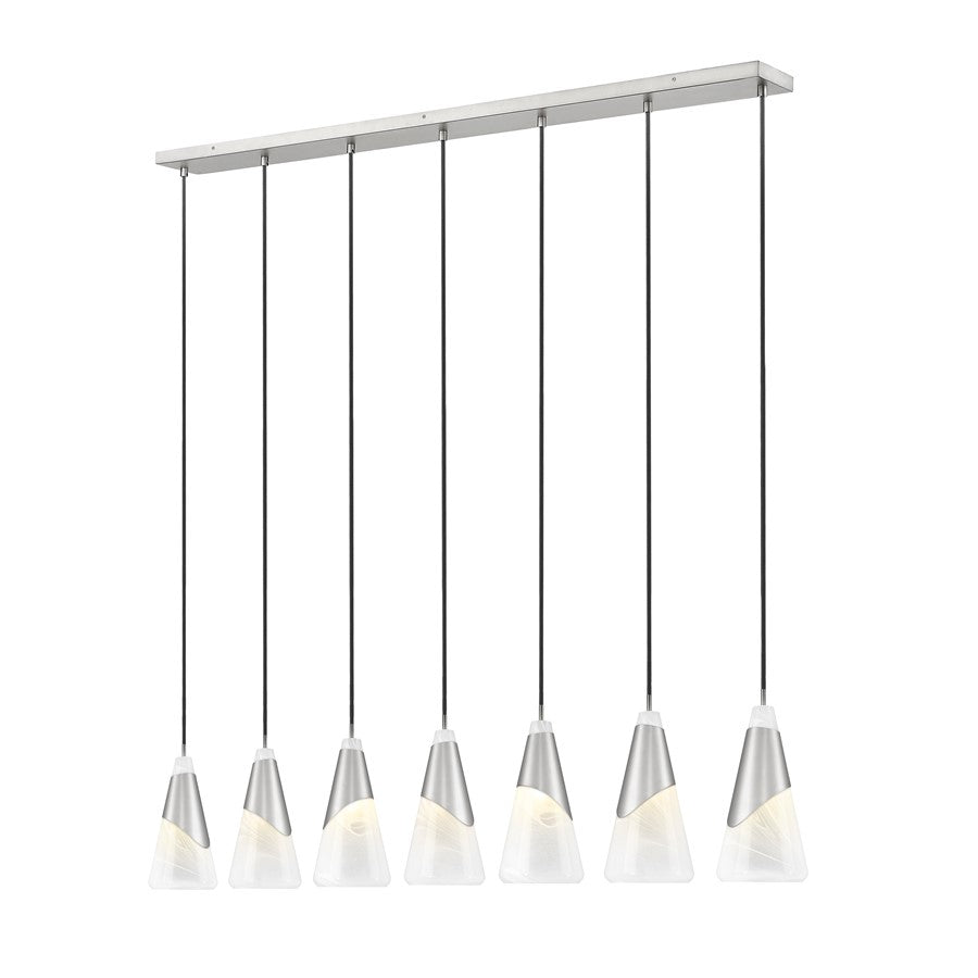Z-Lite Aimie 7 Light Linear Chandelier, Brushed Nickel/White Swirl - 828P7-7L-BN