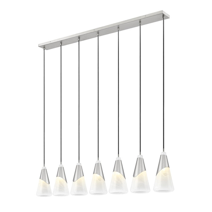 Z-Lite Aimie 7 Light Linear Chandelier, Brushed Nickel/White Swirl