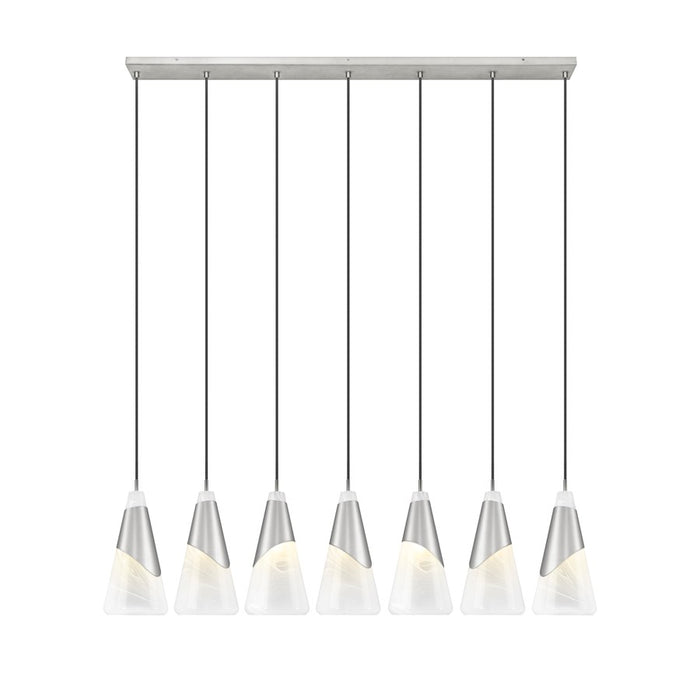Z-Lite Aimie 7 Light Linear Chandelier, Brushed Nickel/White Swirl