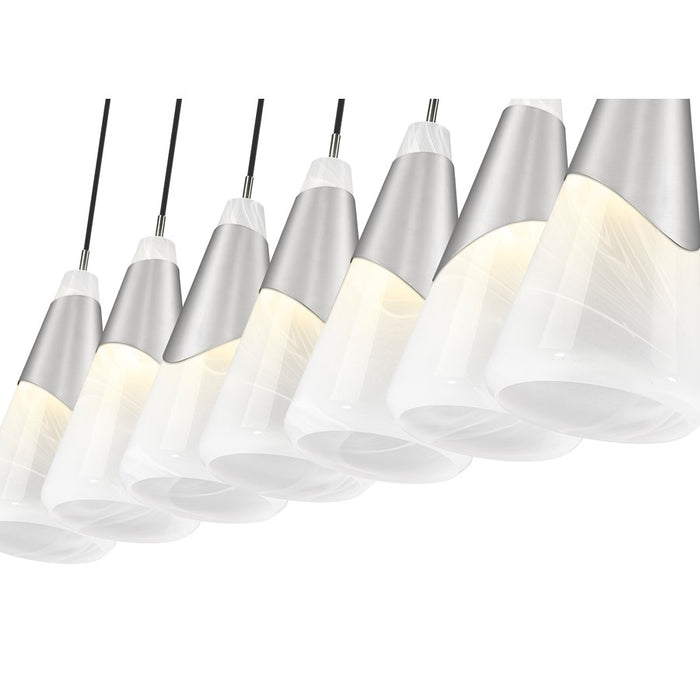Z-Lite Aimie 7 Light Linear Chandelier, Brushed Nickel/White Swirl
